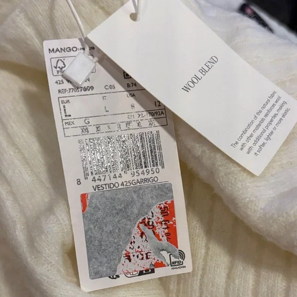 Mango Garrigo Wool Blend Cable Knit Ribbed Dress, NWT - Picture 8 of 9